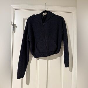 Skims Cozy Black Zip-Up Hoodie